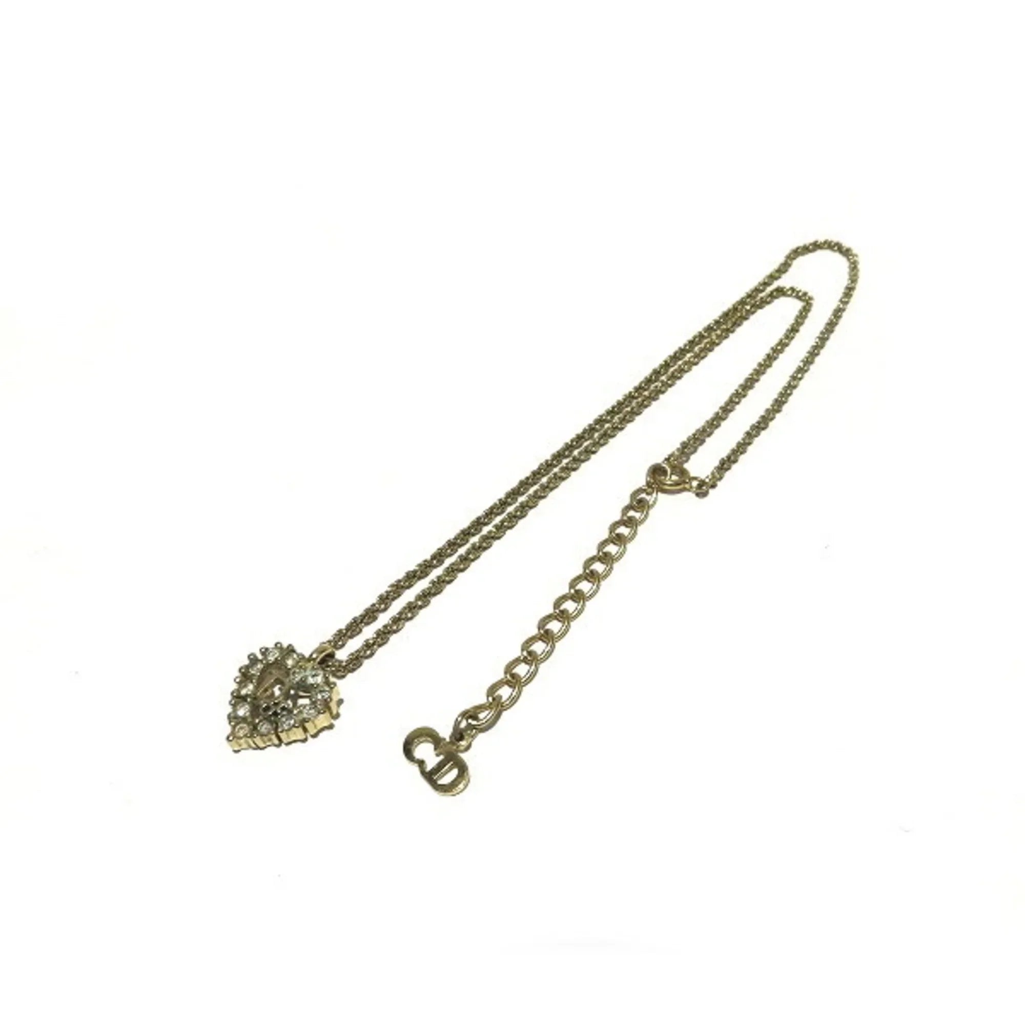 Pre-Owned Christian Dior Heart Motif Gold Accessory Necklace for Women (Good)