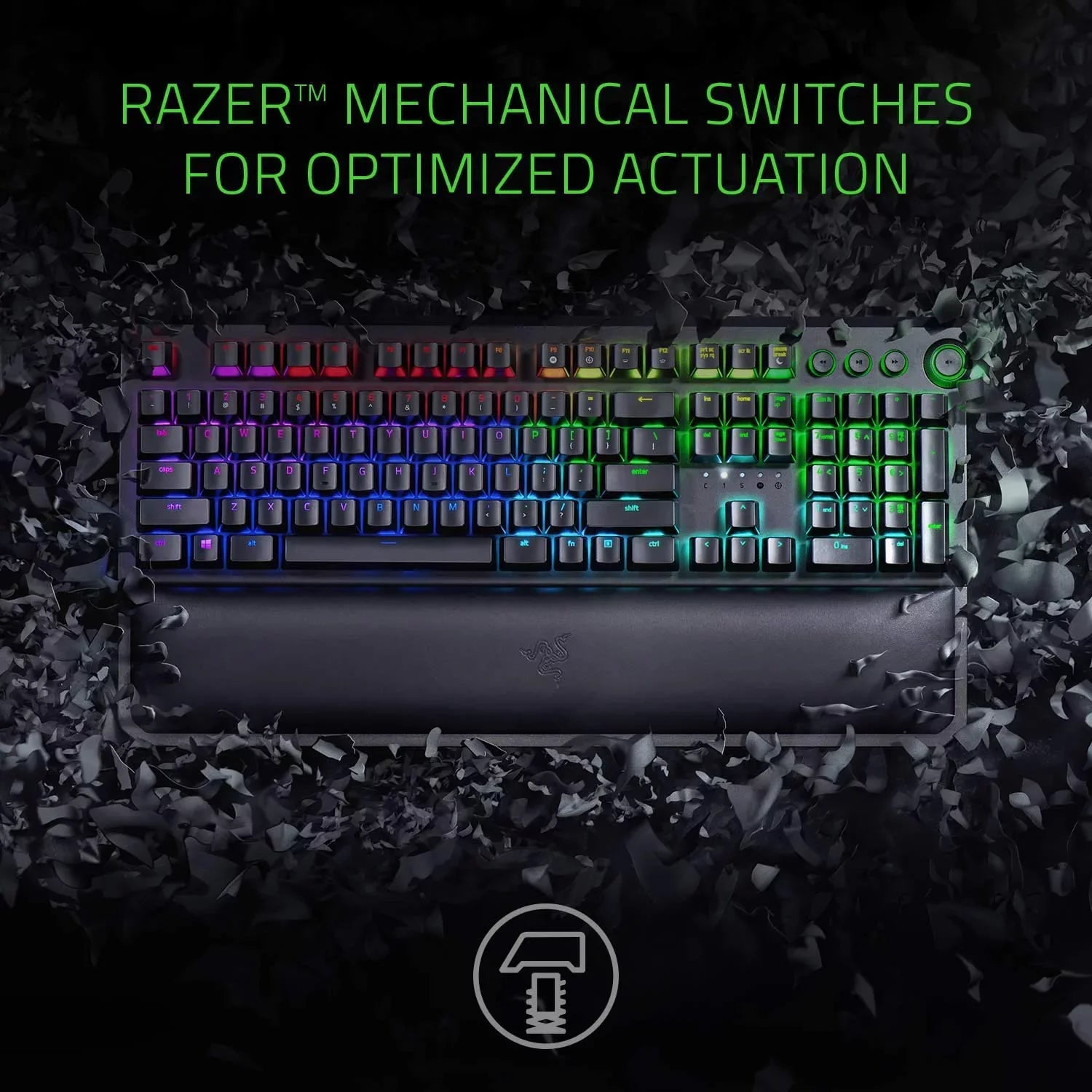 Razer BlackWidow Elite: Esports Gaming Keyboard - Multi-Function Digital Dial with Dedicated Media Controls - Ergonomic Wrist Rest - Razer Orange Mechanical Switches (Tactile and Silent)