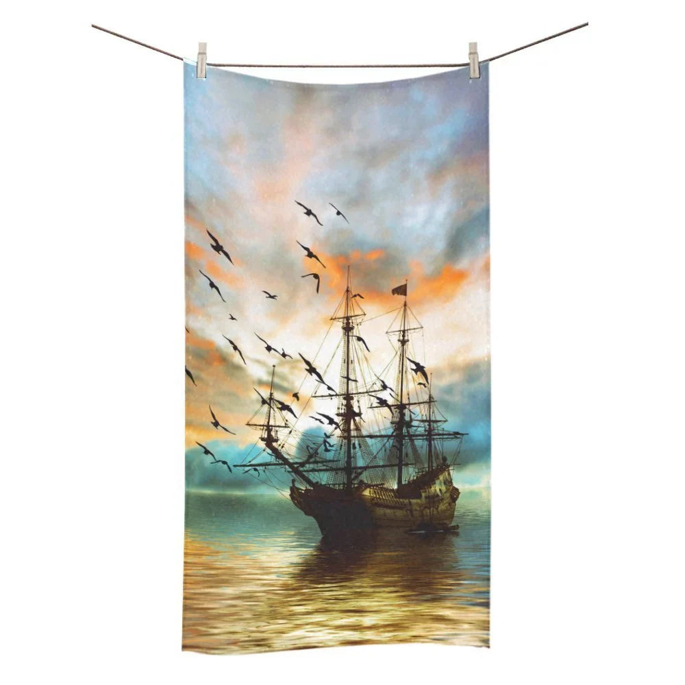 MYPOP Sailing Vessel Shower Towel Bathroom Bath Towel 30x56 inches