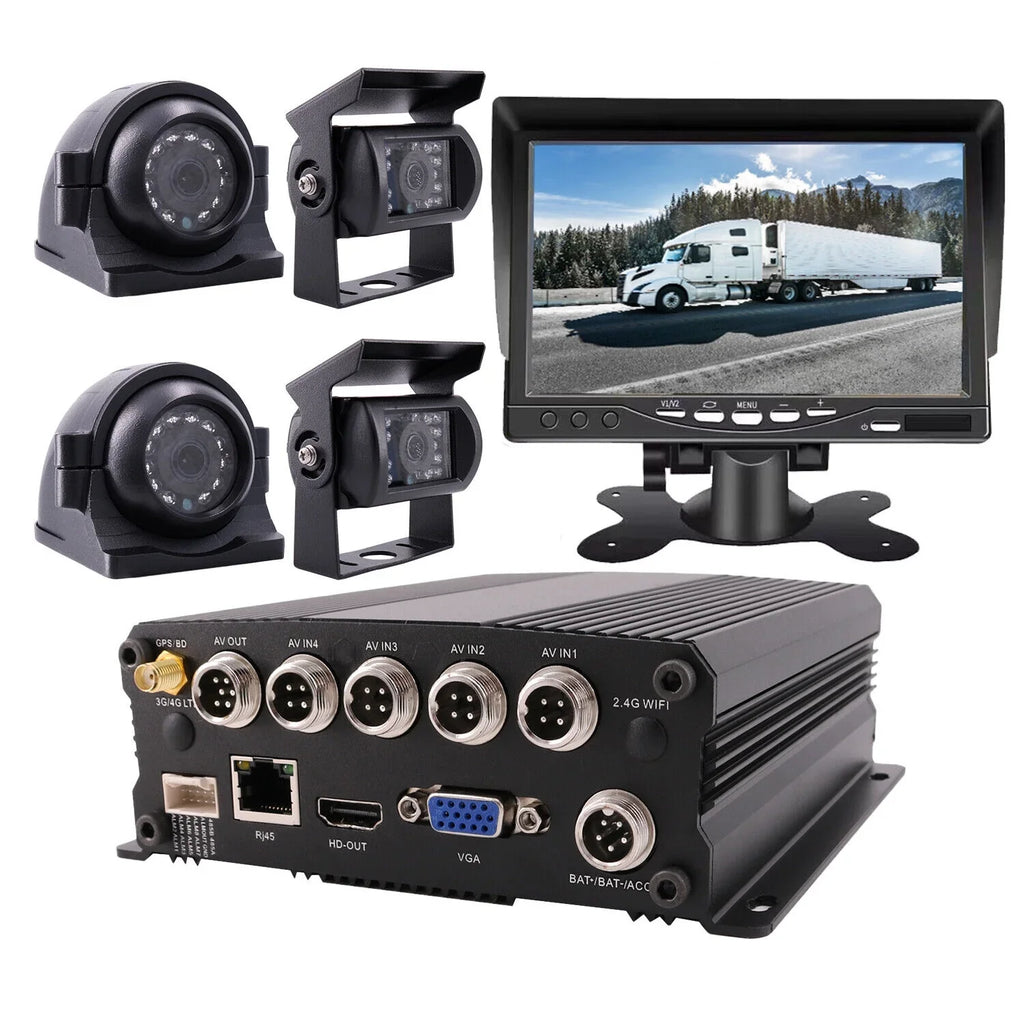 JOINLGO 4 Channel 1080P GPS Track Truck Camera System Loop Record Video Recorder Motion Detection/Delay Power Off/Playback for Truck Bus RV