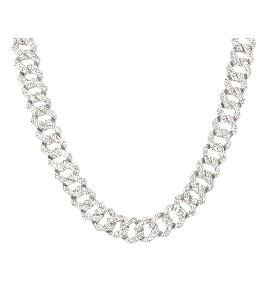 Charles Raymond Ice on Blast! Blinged Out Hip Hop Rolly Looks with Iced Out Wristwatch Trim and Band with Matching Zig Zag Bling'ed Out Necklace Sets - ZZ Necklace Sets - Silver