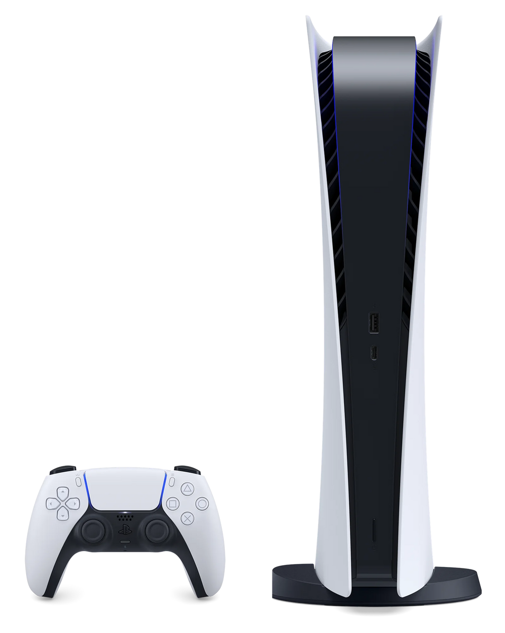 PlayStation 5 Digital PS5 - White Console with Wireless Controller - All Digital Version, 825GB SSD - With PS Plus 3 Month Membership