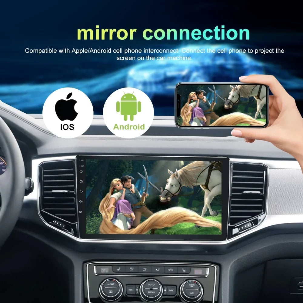 Car Radio for Toyota Highlander 2014-2019 Built-in Carplay/Android Auto, Android 10 Host 4G RAM 64G ROM with WiFi GPS Navigation Bluetooth Steering Wheel Control