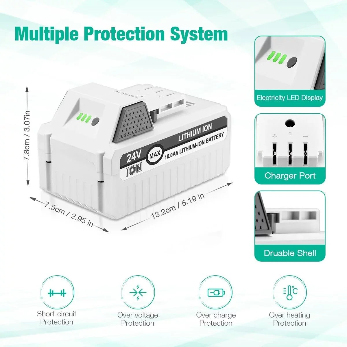 2Packs 10000mAh Li-ion Battery Matching with Sun Joe and Snow Joe 24V Battery for 24VBAT-LTX 24VBAT-LTW 24VBAT-LTE 24VBAT-LT 24VBAT 24V-X2-SB18 iON+ System for All Joe iON+ 24V Cordless Snow Blower