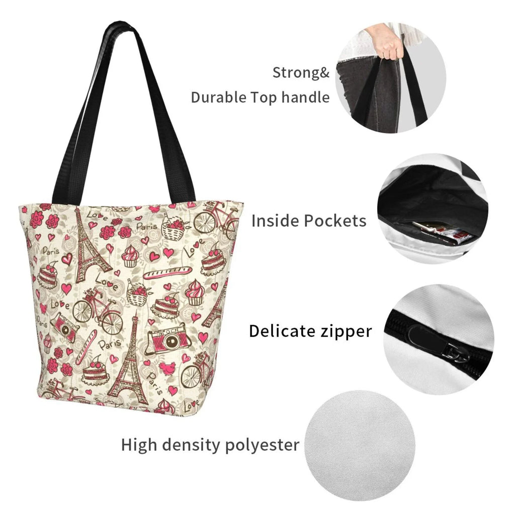 Lukts Paris Vintage Tote Bag,Shoulder Bag Women'S Hobos Handbags Large Capacity Shopping Bag