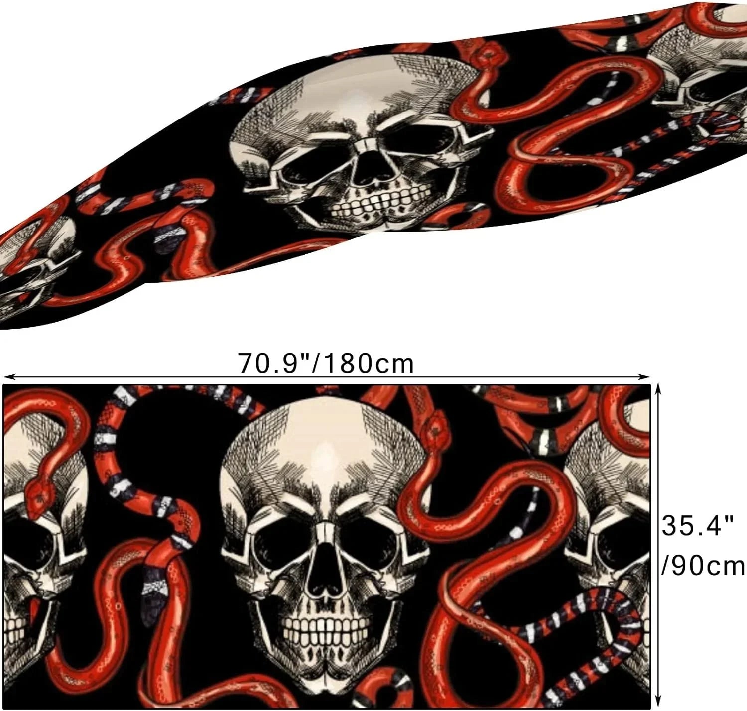 Hyjoy Skulls And Red Snakes Long Silk Neck Scarf Lightweight Shawl Wrap Scarves for Women Girls