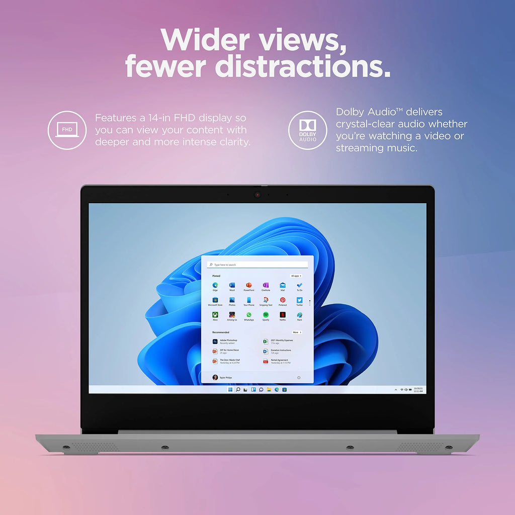 Lenovo 2022 Newest Ideapad 1i Laptop, 14 inch HD Display, Quad-Core Processor, 4GB RAM, 256GB Storage, Wi-Fi 6, Bluetooth, Cloud Grey, Windows 11 Home in S Mode