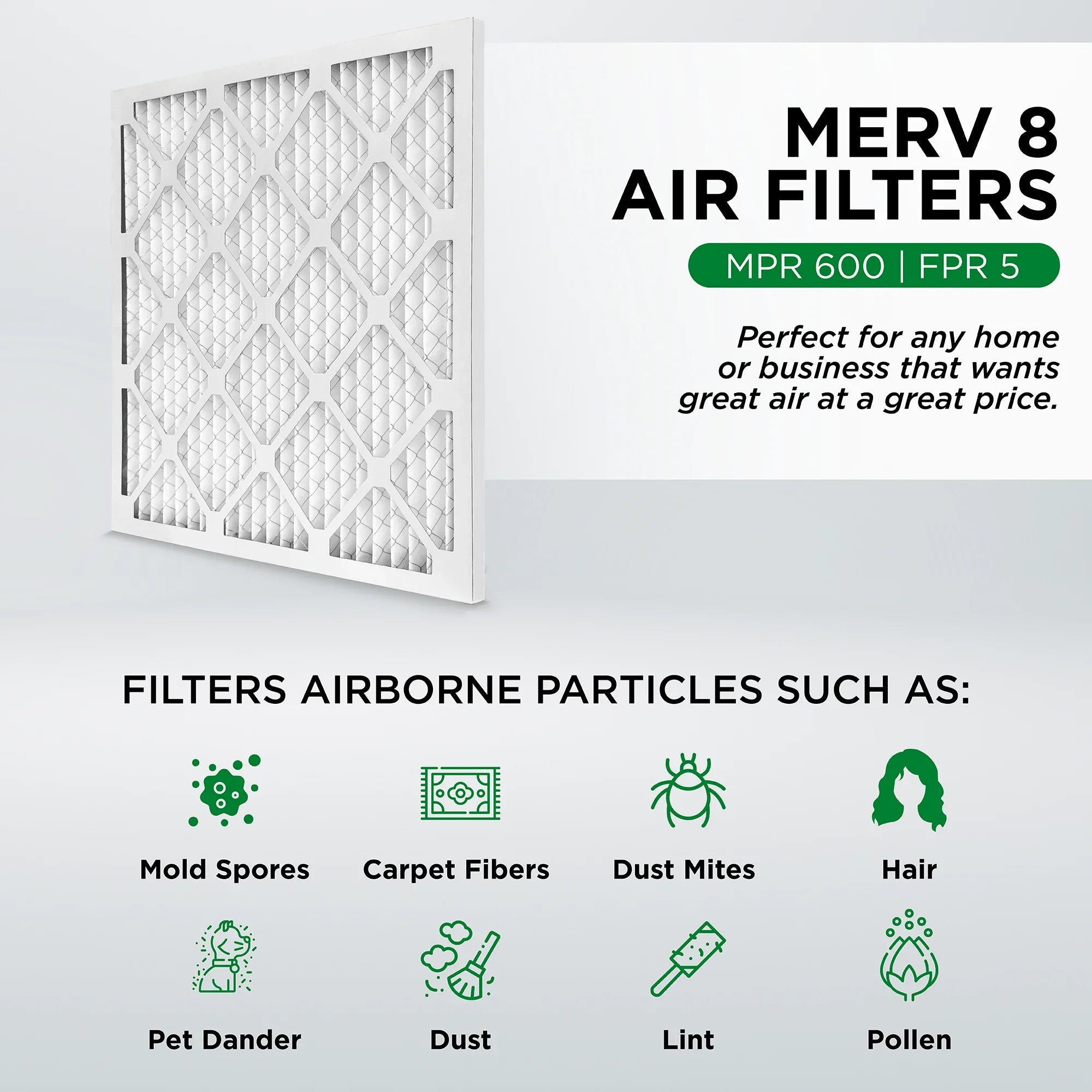 Pamlico Air 14x24x1 MERV 8 Pleated AC Furnace Air Filters. Case of 12. Actual Size: 13-3/4 x 23-3/4 x 3/4