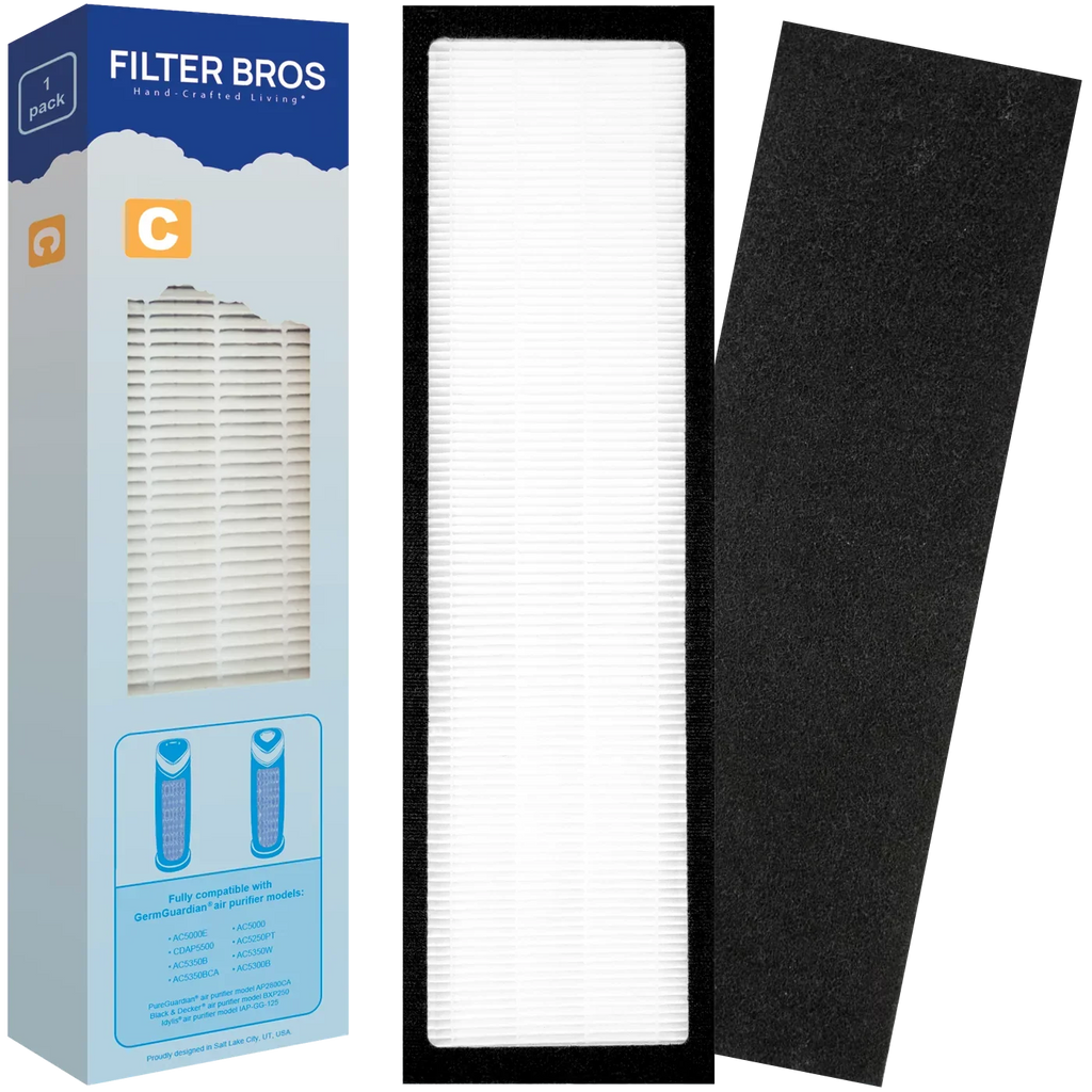 Filter Bros Filter C Fitting With GermGuardian FLT5000 - AC5000, AC5000E, HEPA Replacement For Home Air Cleaner Purifiers, AC5300B, AC5250PT With Technologies and AC5350B, AC5350BCA, AC5350W, AC530