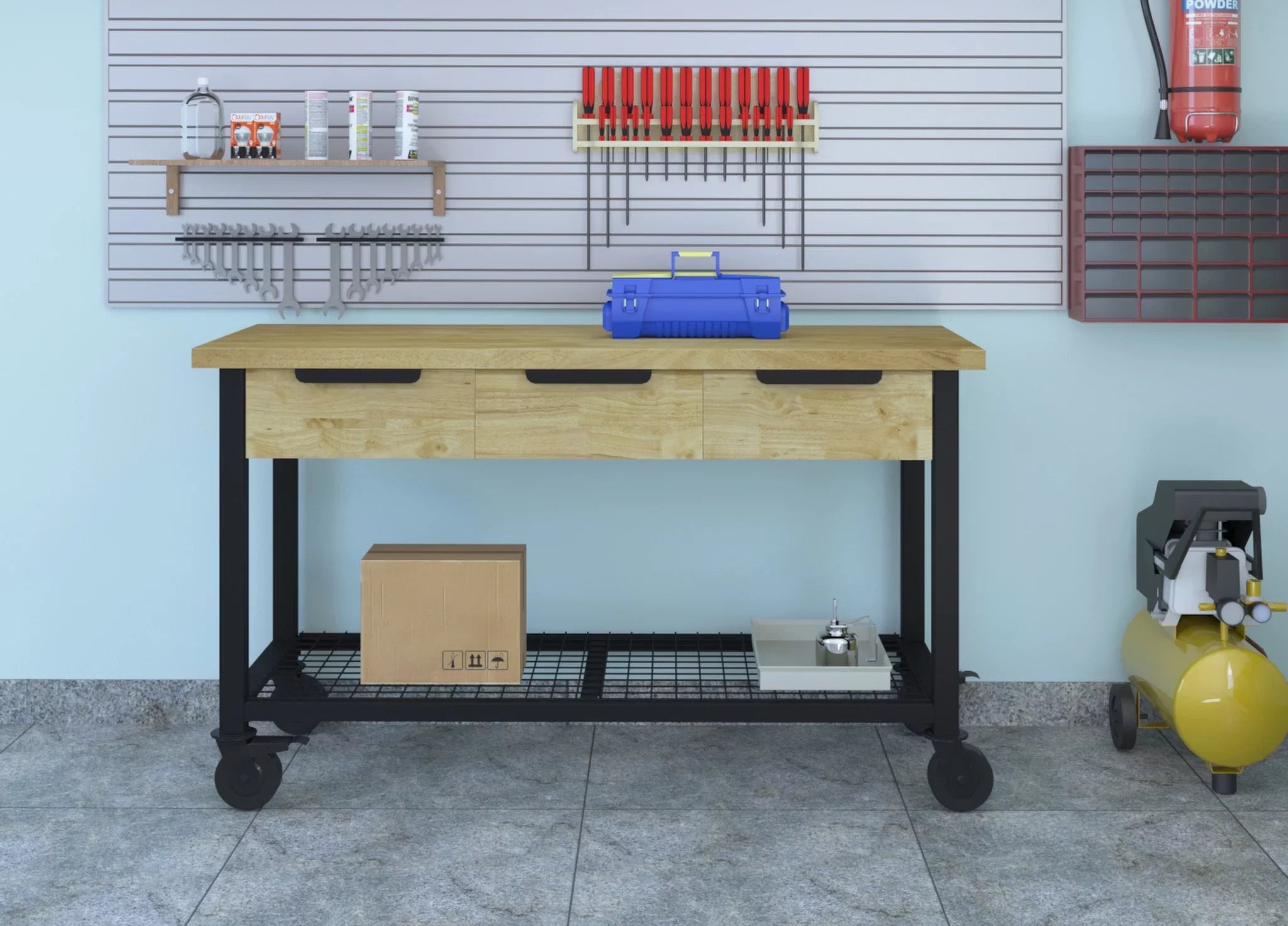 Rove 62" Industrial Metal & Wood Workbench