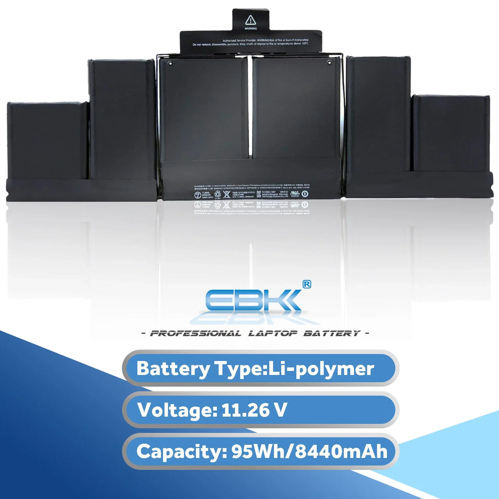 A1494 Battery Matching Mac A1398 Mac Book Pro 15" Retina (Late 2013 & Mid 2014), Fits ME294 ME293 (11.26V 95Wh 8440mAh)