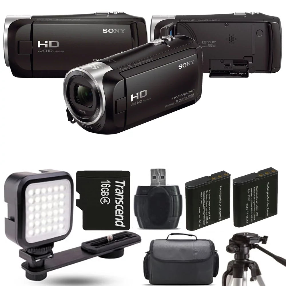 Sony HDR-CX405 HD Handycam + Extra Battery + LED - 16GB Kit
