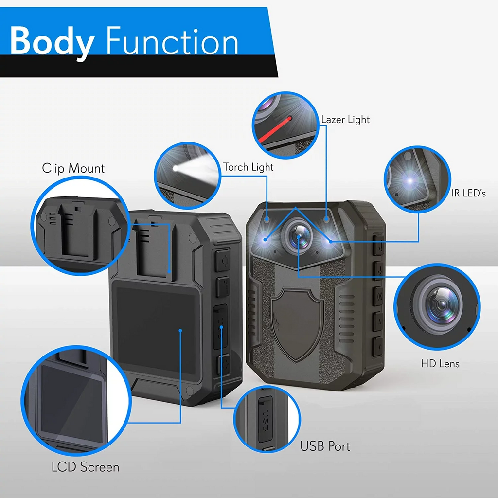 Police Security Video Body Camera - HD 1920x1080p Rechargeable Wireless Waterproof Wearable Law Enforcement Mini Surveillance Cam, Audio Video Recording, Night Vision, Motion Detector - PPBCM8