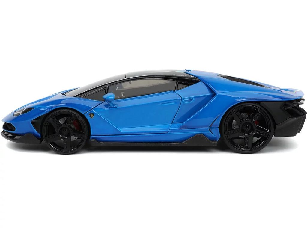 Lamborghini Centenario Blue with Black Top with Stripes "Hyper-Spec" Series 1/24 Diecast Model Car by Jada