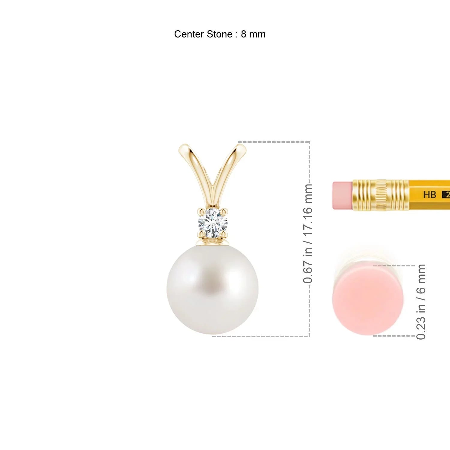 Angara South Sea Cultured Pearl V-Bale Pendant Necklace for Women, Girls in 14K Yellow Gold (Grade-AAA|Size-8mm) June Birthstone Jewelry Gifts for Her Birthday, Wedding, Engagement, Valentines Day