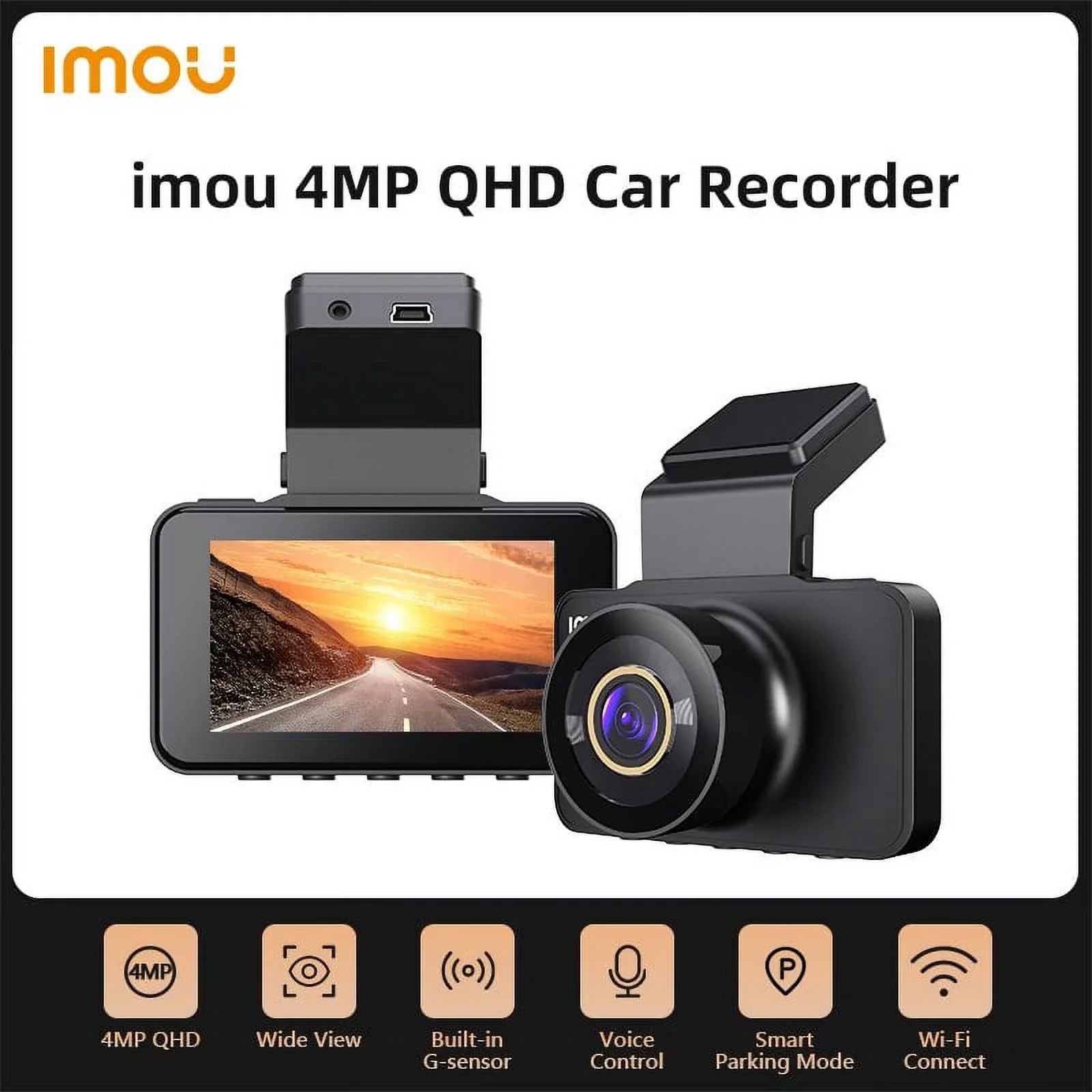 Imou 4MP Dash Cam Car DVR Video Recorder Night Vision Voice Control 24h Parking Monitor Time Lapse G-Sensor Dashcam Front Camera