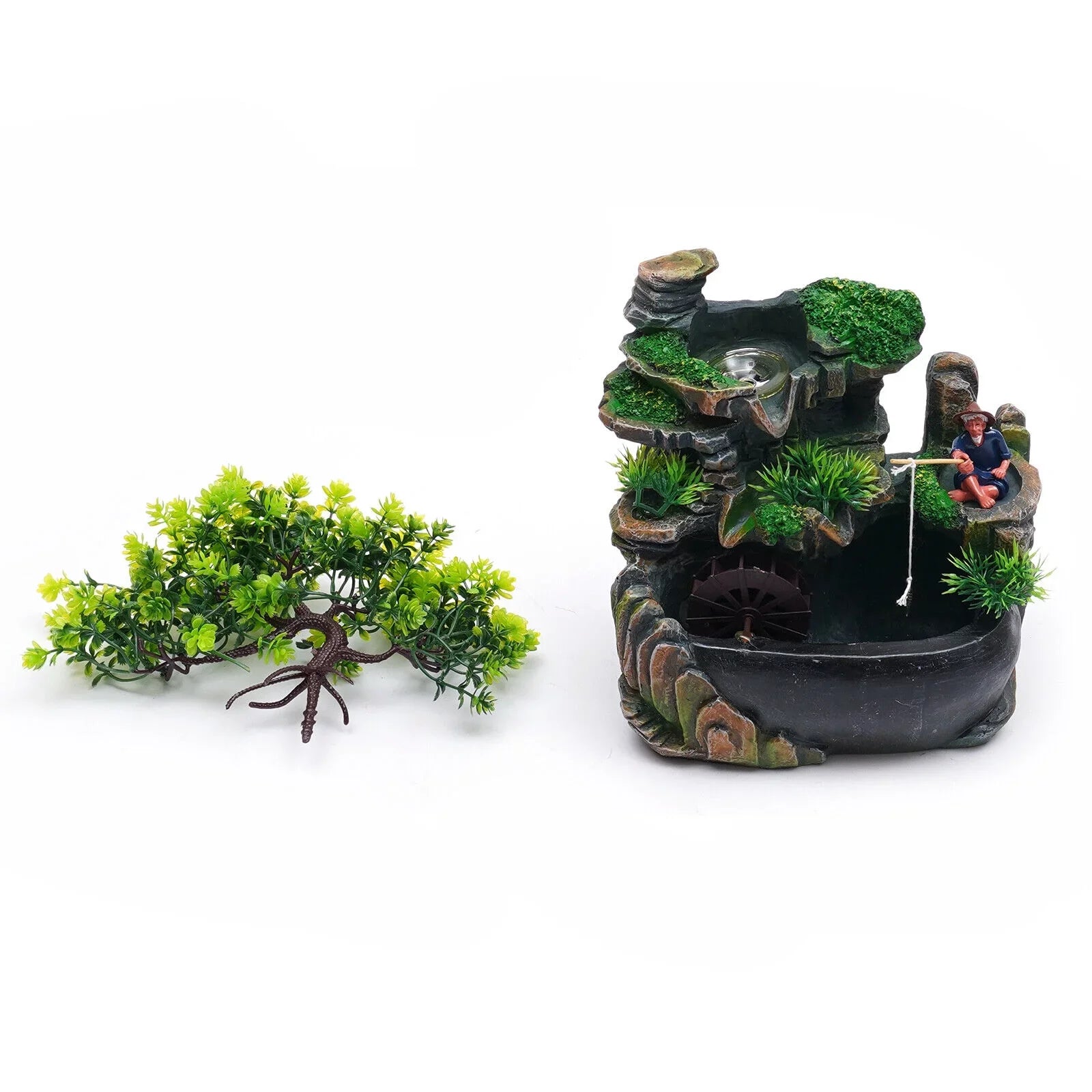 ZhdnBhnos Rockery Waterfall Water Fountains Desktop Ornament Indoor Feng Shui Zen Table Decoration with LED Light