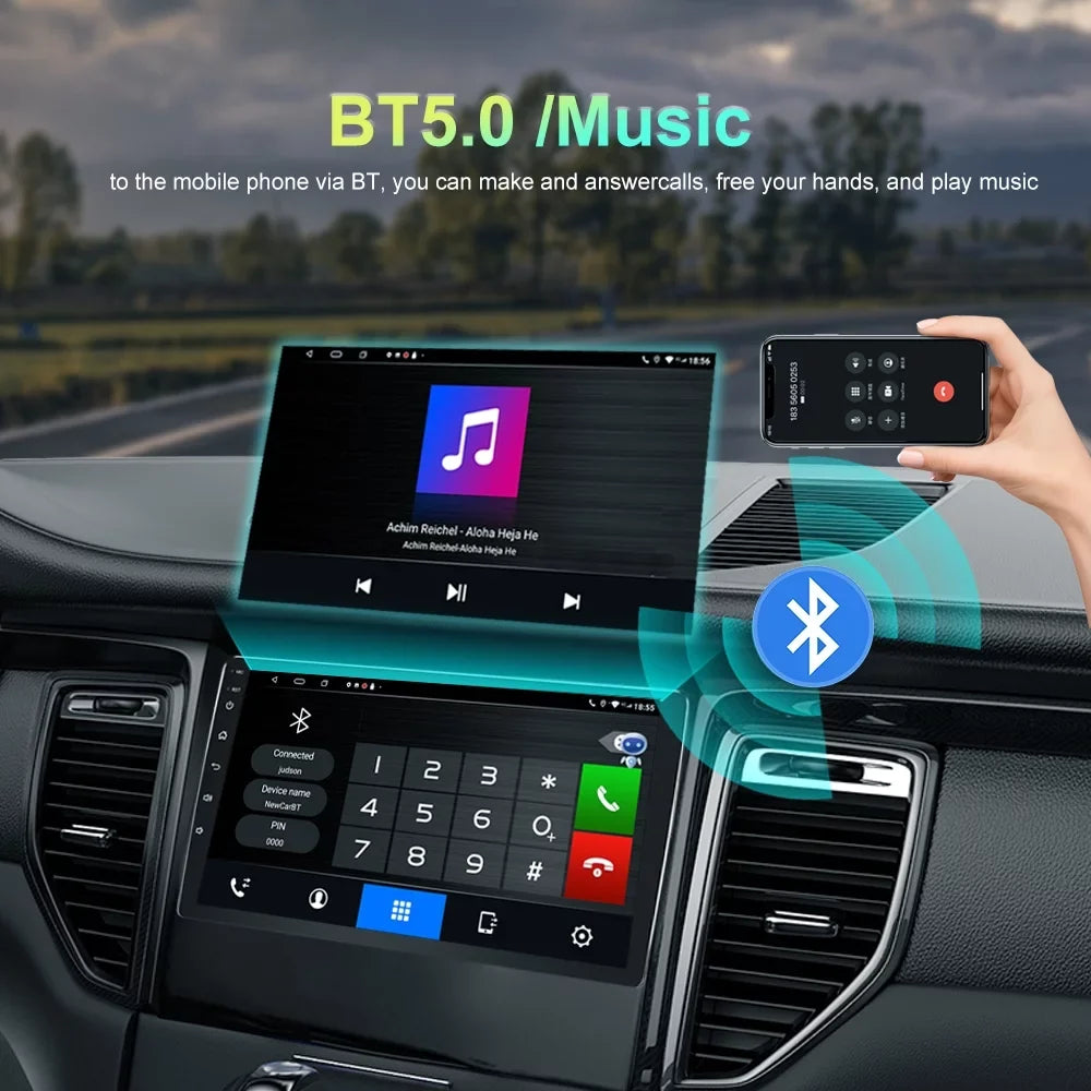 Car Radio for Toyota Highlander 2014-2019 Built-in Carplay/Android Auto, Android 10 Host 4G RAM 64G ROM with WiFi GPS Navigation Bluetooth Steering Wheel Control