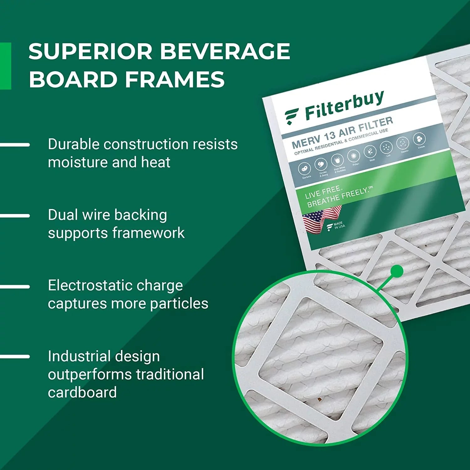 Filterbuy 15x28x1 MERV 13 Pleated HVAC AC Furnace Air Filters (5-Pack)