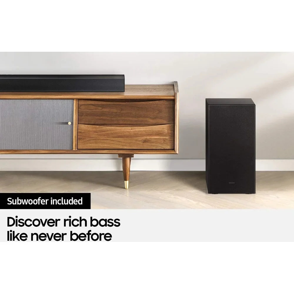 Samsung HW-A550 2.1ch Soundbar with Dolby Digital 5.1 / DTS Virtual:X (2021) HW-A550/XM with Wireless Subwoofer Bundle with Extended Protection Plan + 2x Deco Gear HDMI Cables + Streaming Software Ki