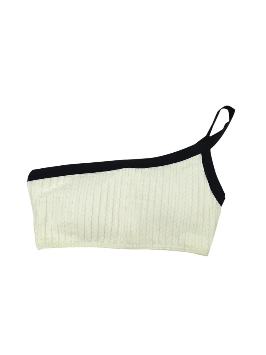 L Space Womens Axel One Shoulder Crop Bikini Swim Top