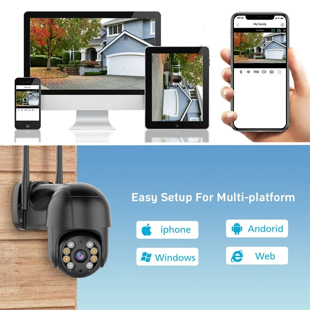 LISUEYNE Security Camera Wireless Outdoor, 4MP Pan/Tilt 2.4G Wifi Surveillance Cameras with Motion Detection and Siren, 2-Way Audio, Full Color Night Vision, for Multi-Platform