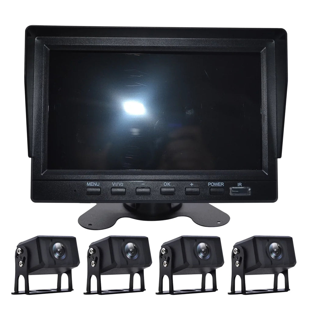 7" Monitor DVR Driving Video Recorder for RV Truck Bus+4 Rear View Backup Camera