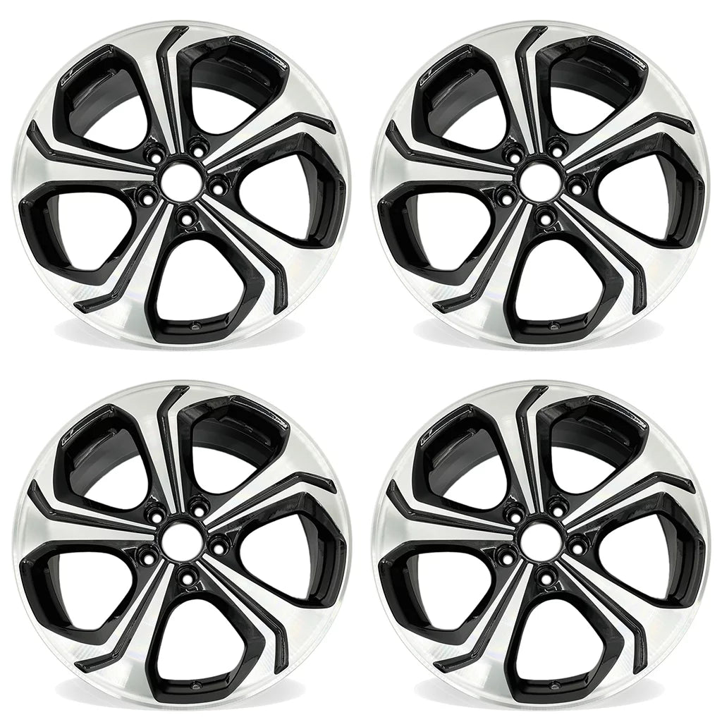 18" SET OF 4 18X7.5 Machined BLACK Wheels For 2014 2015 Honda Civic OEM Standard Replacement Rim