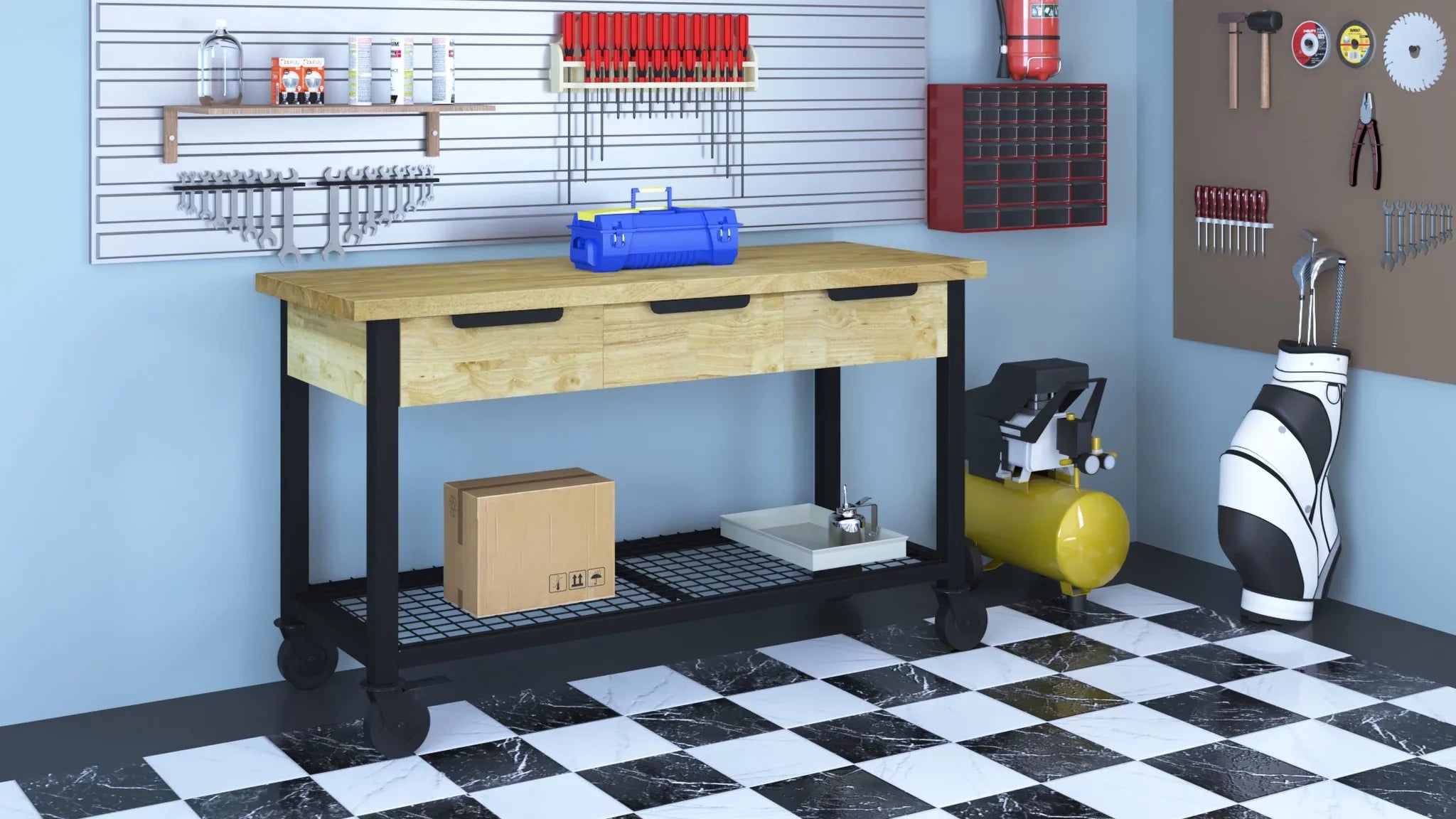 Rove 62" Industrial Metal & Wood Workbench