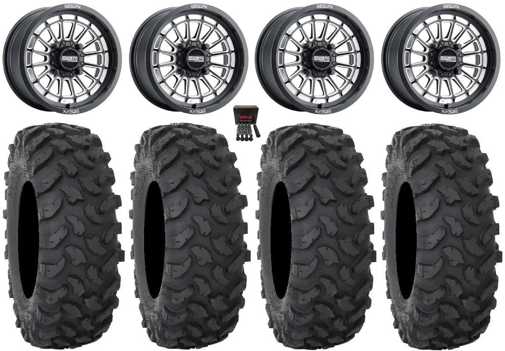 MetalFX Delta Contrast Cut 15" Wheels Bk 33" XTR370 Tires Can-Am Maverick X3 / Honda Pioneer 1000 / Talon