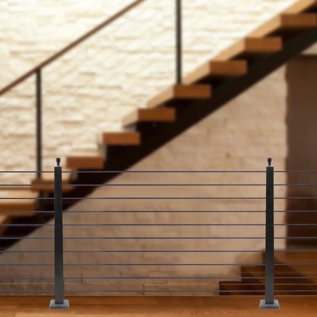 Cable Railing Post 36''x2''x2'' Stainless Steel Square Fence Post Level Two Sides Pre-Drilled for Wood Concrete Level Deck Cable Railing System