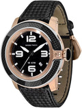Men's Sobe Tech 50mm Black Satin Band Rose Gold Plated Case Swiss Quartz Analog Watch GR33010