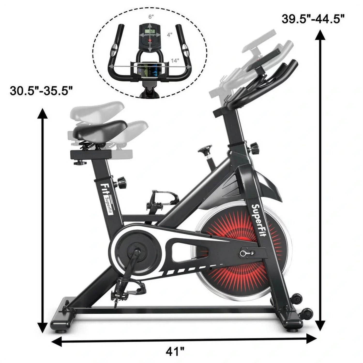 FEIKUQI Exercise Bicycle, Adjustable Resistance Silent Belt Drive, Gym Indoor Stationary Bike, Red