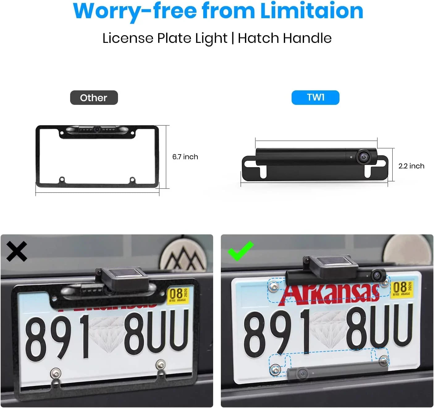 AUTO-VOX TW1 Wireless Backup Camera for Trucks, 3Mins DIY Installation, Mini Size Back Up Camera Systems for Car, Super Night Vision Rear/Front View with 5'' Monitor