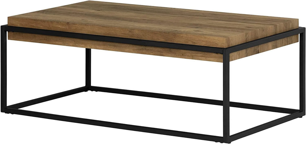 Mezzy Modern Industrial Coffee Table, Acacia Brown