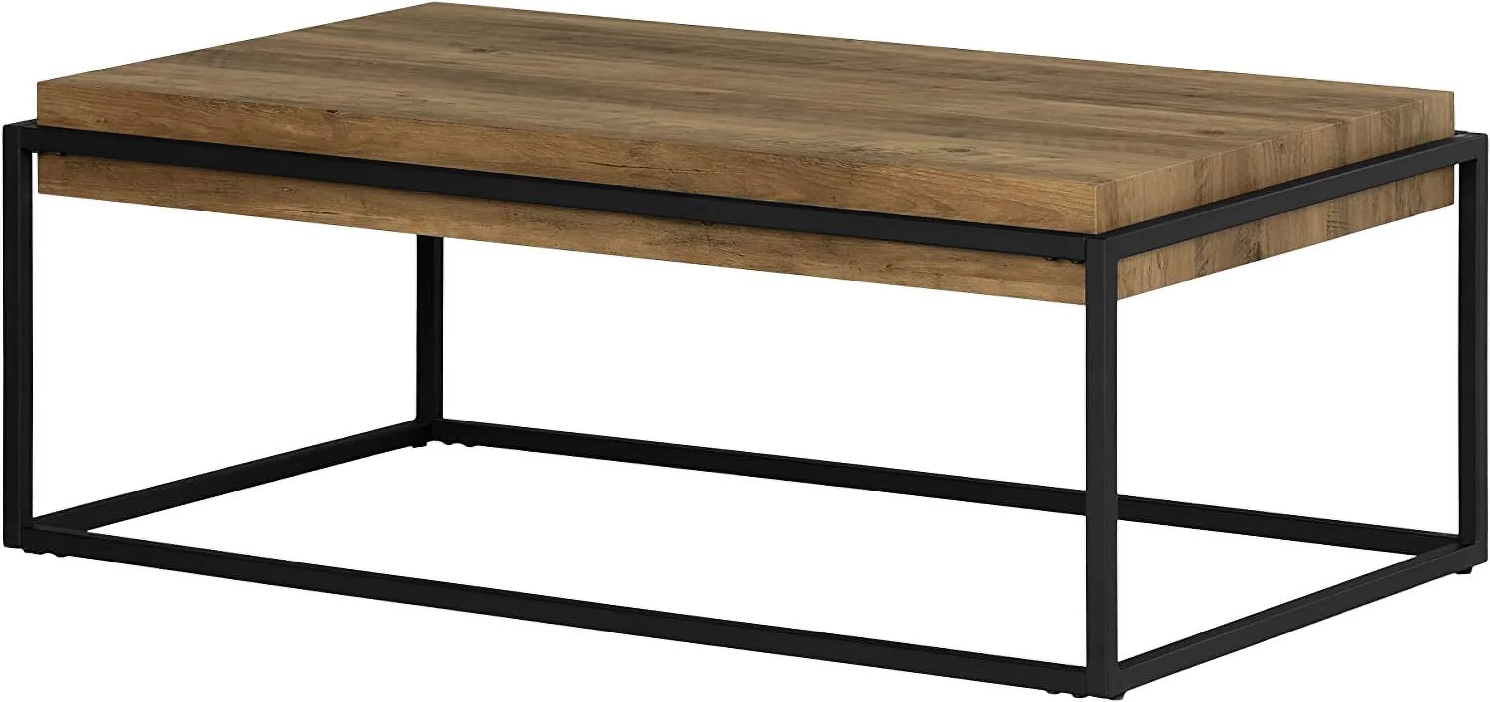 Mezzy Modern Industrial Coffee Table, Acacia Brown
