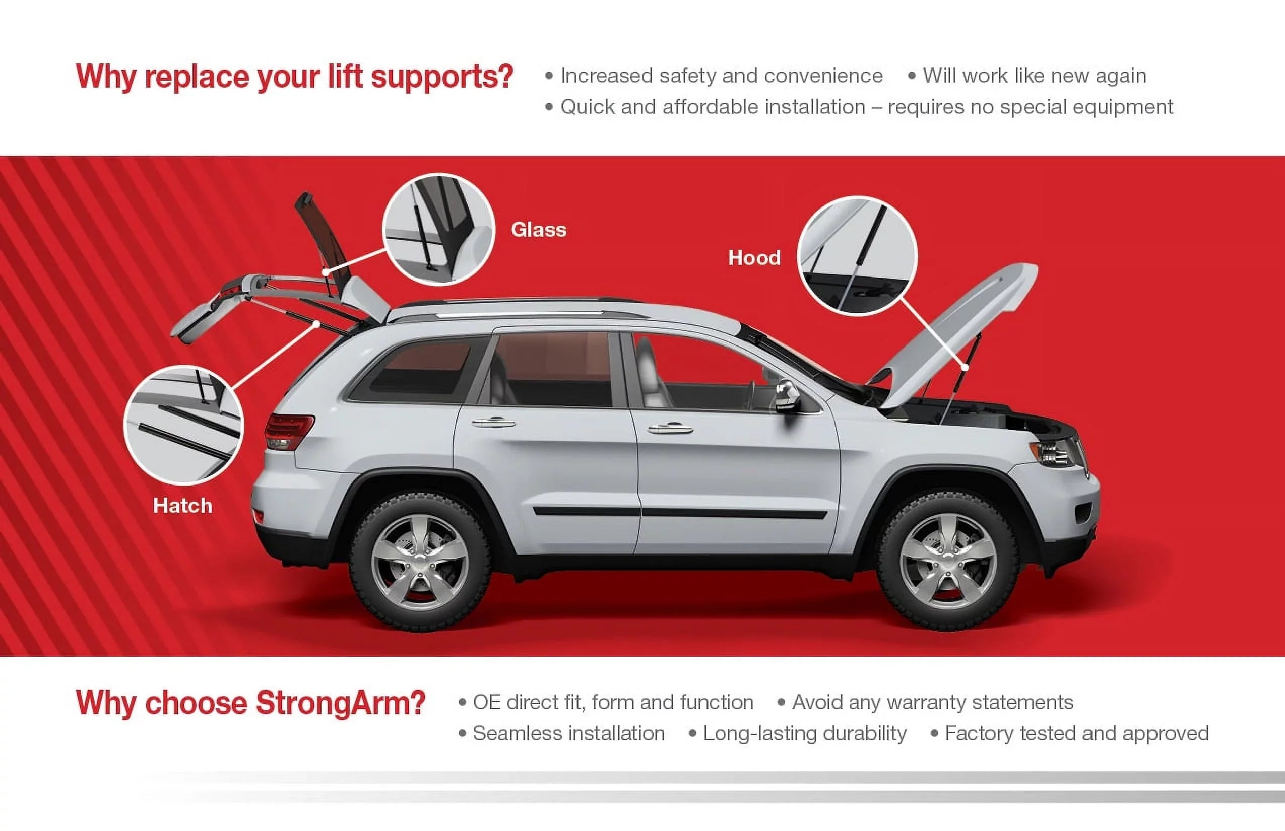 Qty 2 Made by Strong Arm 4643 Fits Mustang 94 to 04 Trunk Lift Supports W/O Spoiler Fits select: 1994-2004 FORD MUSTANG