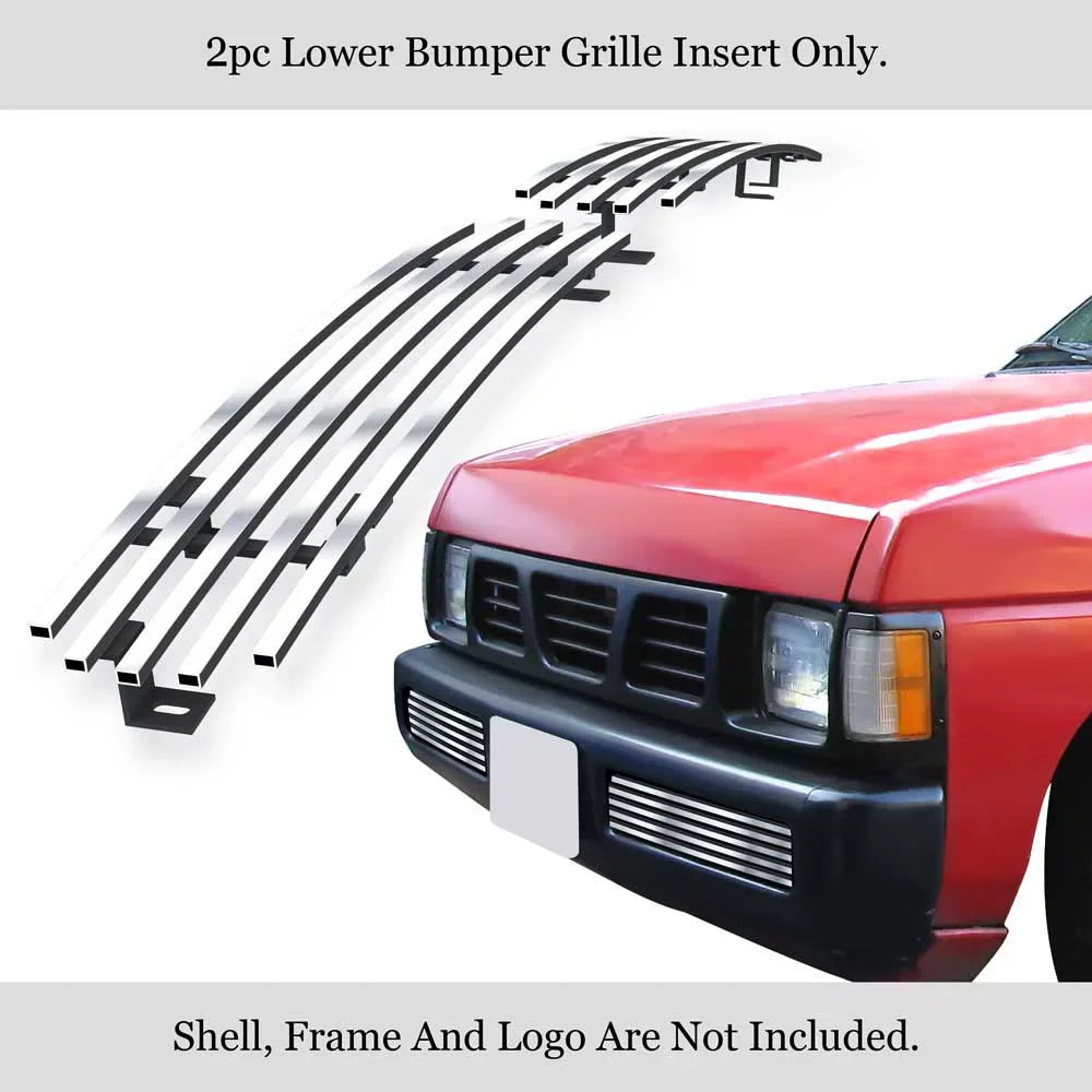 APS Premium Stainless Steel Chrome 8x6 Billet Grille Suitable with Nissan Hardbody Pickup 1995-1997 Lower Bumper N19-S71158N
