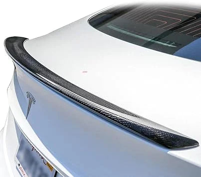 Cobra-Tek Real Carbon Fiber Rear Spoiler Wing Matching with 2017 - 2021 Tesla Model 3 - Gloss Black - Grade A Caliber - ABS Plastic - 3M Tape - Factory Style