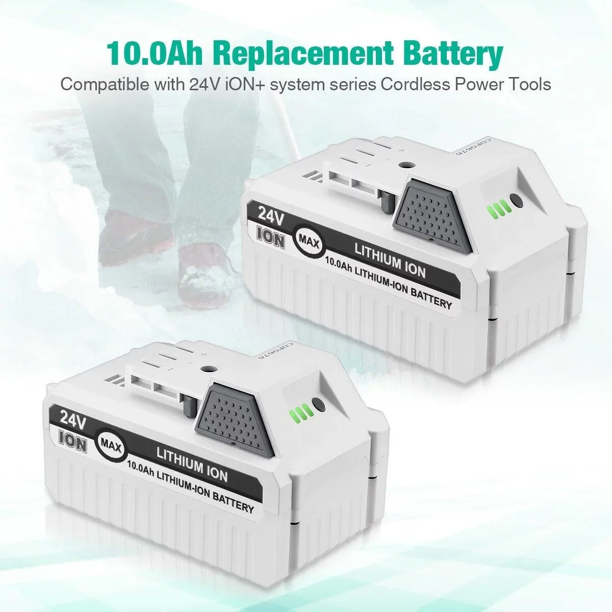2Packs 10000mAh Li-ion Battery Matching with Sun Joe and Snow Joe 24V Battery for 24VBAT-LTX 24VBAT-LTW 24VBAT-LTE 24VBAT-LT 24VBAT 24V-X2-SB18 iON+ System for All Joe iON+ 24V Cordless Snow Blower