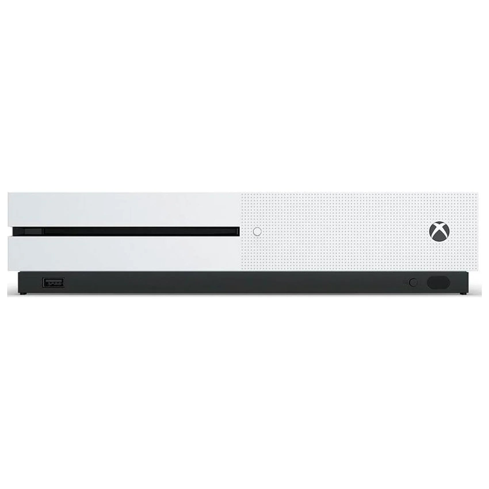 Pre-Owned Microsoft Xbox One S 1TB with 2 Controller, 4K Ultra HD White with BOLT AXTION Cleaning Kit Headset Bundle (Refurbished: Like New)