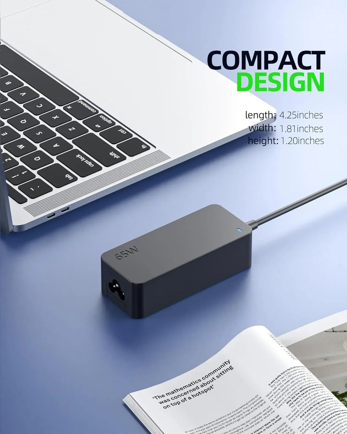 65W 45W USB-C Fast Charger for HP Elitebook, Probook, Spectre x360, Envy x360, Chromebook 14, Elite x2 Laptop - (Safety