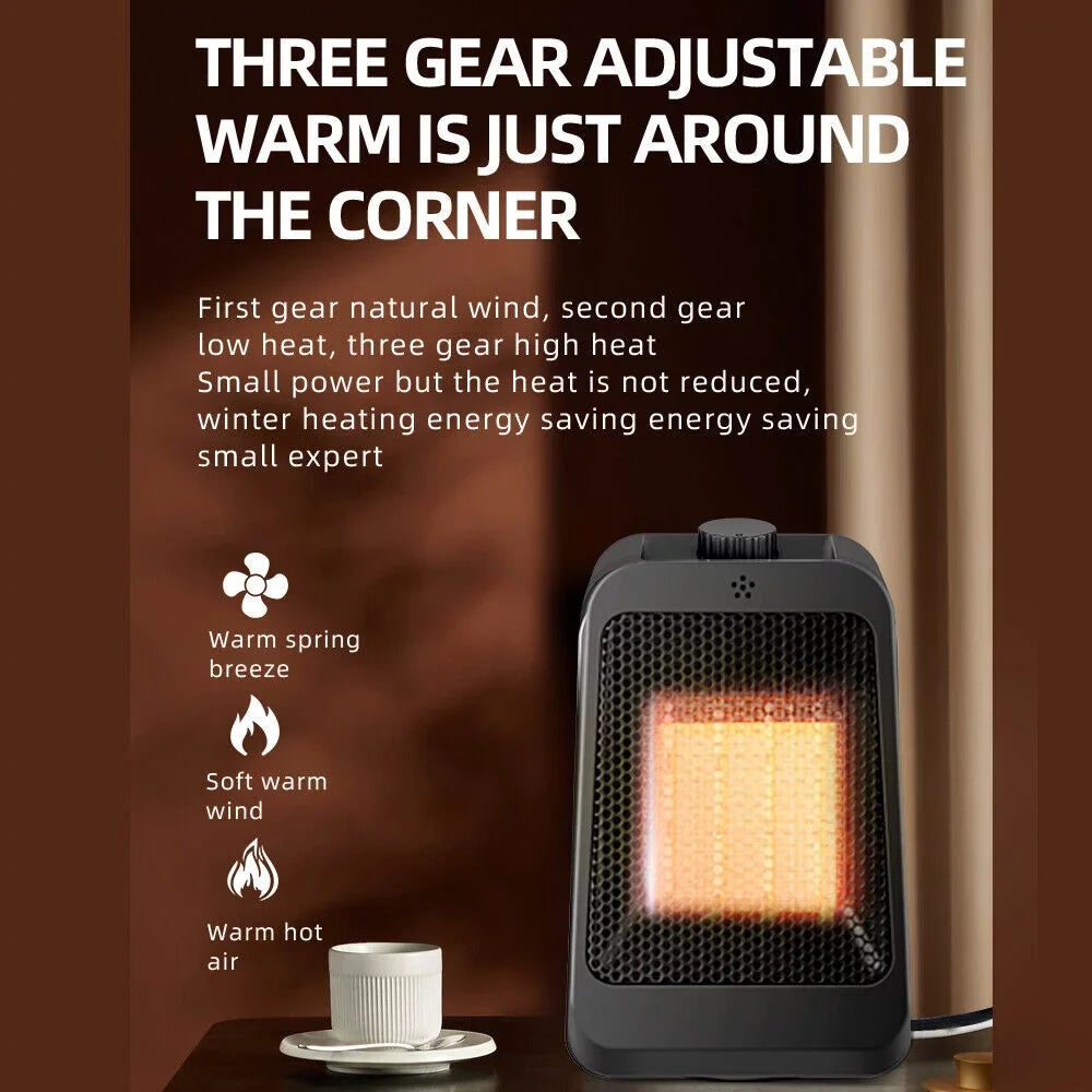 JahyShow Portable Space Heater - Keep Warm Anywhere - Adjustable Thermostat, 3 Modes - Black Office and Home Heater