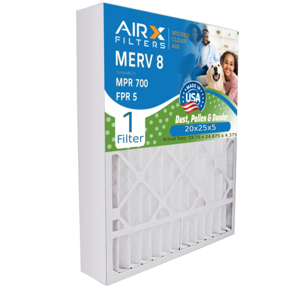 20x25x5 Air Filter MERV 8 Comparable to MPR 700 & FPR 5 Fitting with Honeywell FC100A1037 Premium USA Made 20x25x5 Furnace Filter 1 Single Filter by AIRX FILTERS WICKED CLEAN AIR.