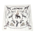 Pre-Owned HERMES Scarf Carre90 100% Silk Hermes White (Good)