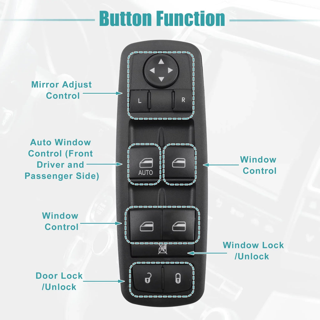 Unique Bargains Front Left Driver Side Master Power Window Switch for Dodge Journey 2017 2018 2019 68307001AA Black