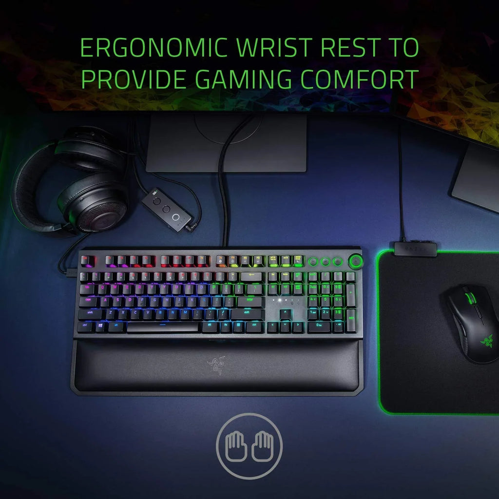 Razer BlackWidow Elite: Esports Gaming Keyboard - Multi-Function Digital Dial with Dedicated Media Controls - Ergonomic Wrist Rest - Razer Orange Mechanical Switches (Tactile and Silent)