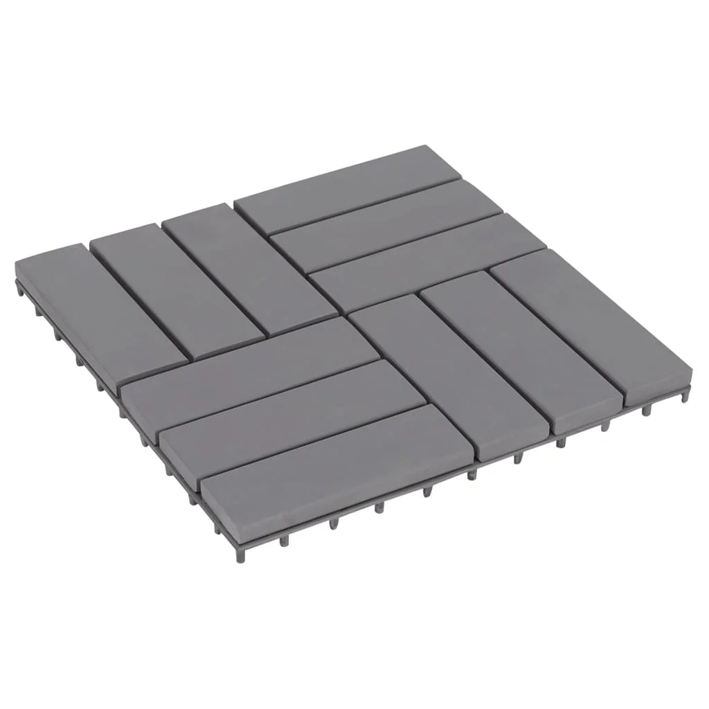 Anself 10 Piece Deck Patio Pavers Tiles Set Acacia Wood Interlocking Decking Flooring Tiles Bathroom Patio Poor Balconies Spa Area Suit for Indoor Use Gray Wash 11.8 x 11.8 Inches (L x W)