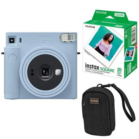 instax SQUARE SQ1 Instant Film Camera, Glacier Blue + Film and Camera Bag