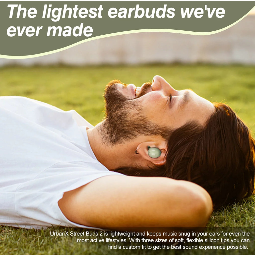 UrbanX Street Buds 2 for Inspiron Laptop - Truly Wireless Bluetooth Headphones with Noise Isolation, Amplified Bass and Dual Dynamic Microphone - Green